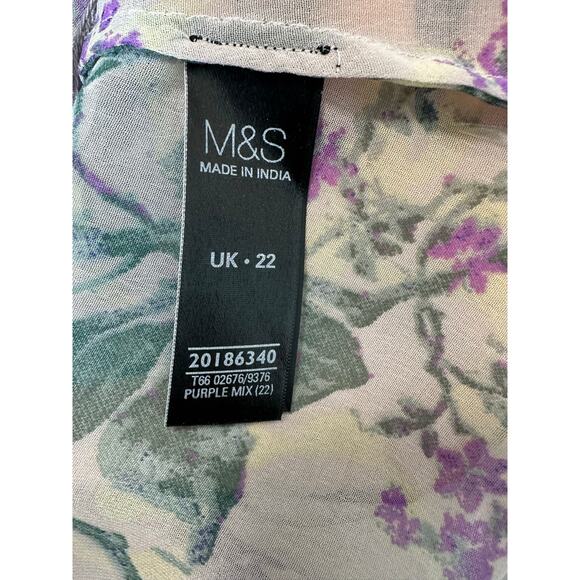 M&S NEW Indigo Collection Sheer Embroidered Purple Floral Kimono size XL - Picture 5 of 7